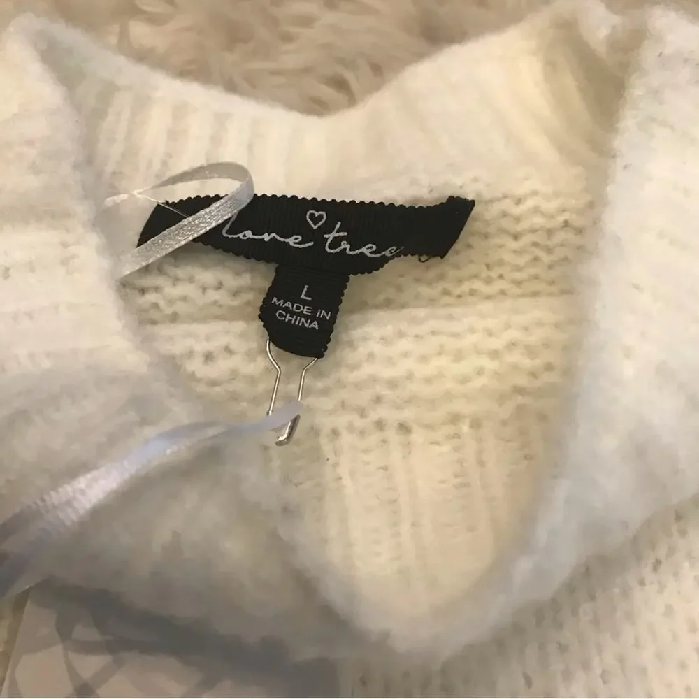 Love Tree White Mock Neck Cozy Pullover - Size Large